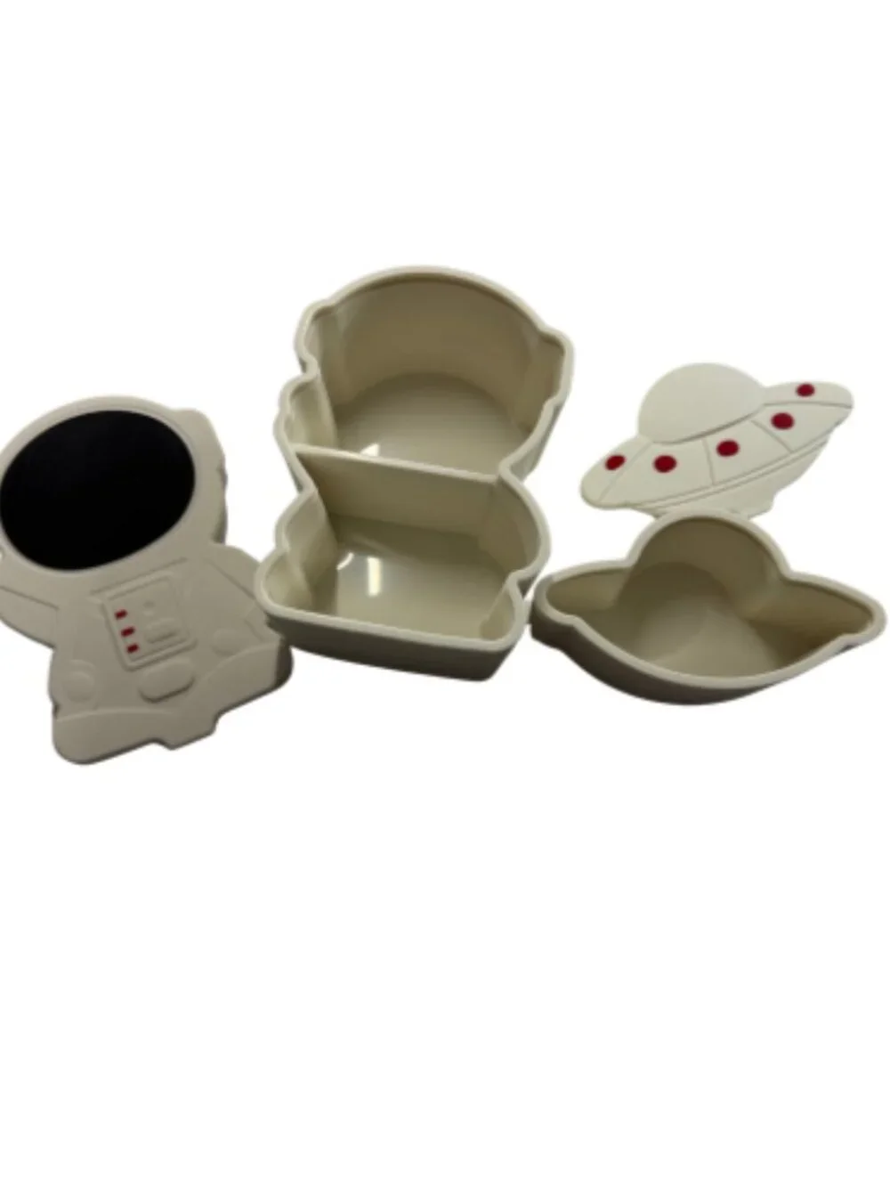 Crofton Space Kids Silicone Snack Box 2 Piece Set Divider Microwave Safe New